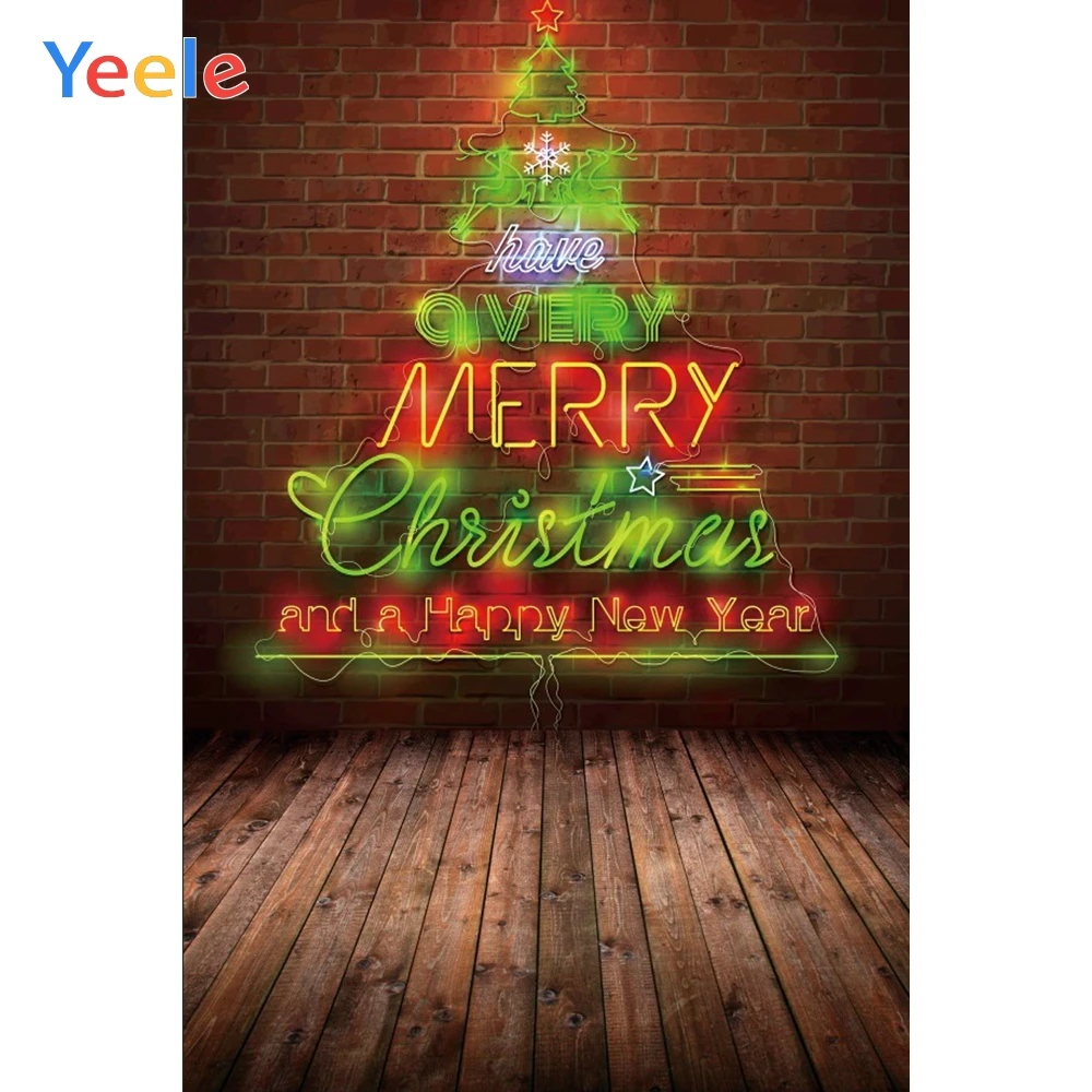 Yeele Рождественская елка светильник Новогодняя кирпичная стена дерево пол Фото