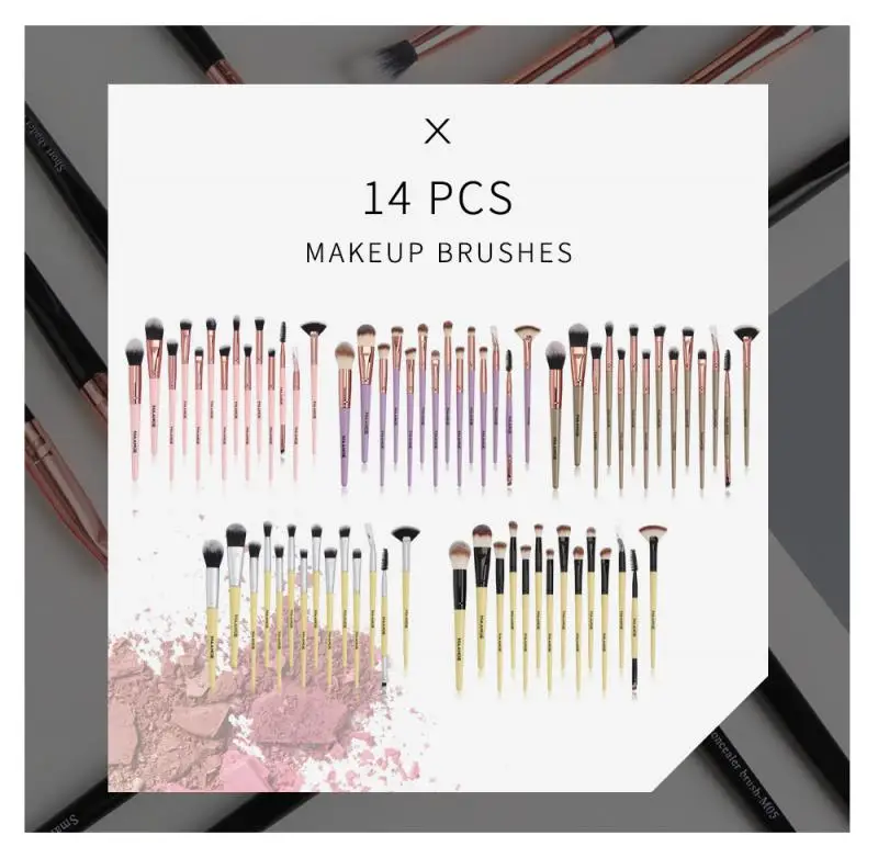 

14pcs/set Makeup Brush Eye Shadow Brush Foundation Blush Blending Beauty Brush Contouring Brush Fan Brush Makeup Tools