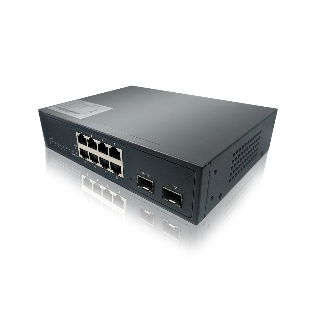 8 портов 10/100/1000 Мбит/с управляемый коммутатор с 2 гигабитный SFP слотами IGMP VLAN |