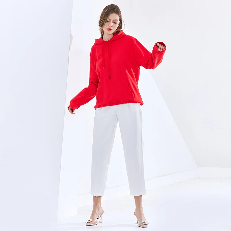 

TWOTWINSTYLE Solid Sweatshirts For Women Hooded Collar Long Sleeve Lace Up Loose Casual Pullovers Female 2020 Autumn Clothes New
