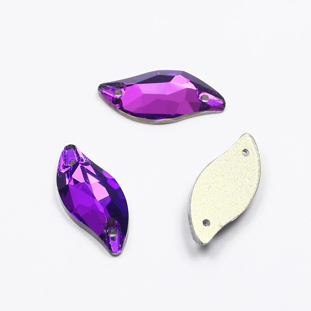 Стразы из стекла в форме листа K5 для шитья с плоской задней поверхностью