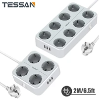 tessan eu multiple socket power strip with 48 ac outlets 3 usb charging ports and 2 meters cable with overload protection