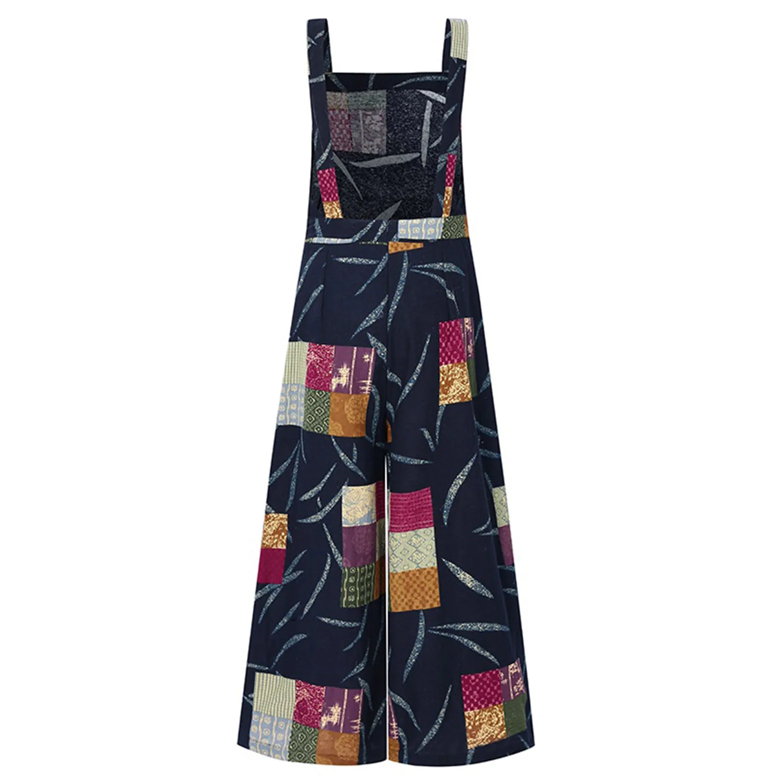 

Summer Casual Jumpsuit Women Sleeveless Overalls Loose Floral Print Wide Leg Bib Pocket Pants Jumpsuits Rompers Outfits