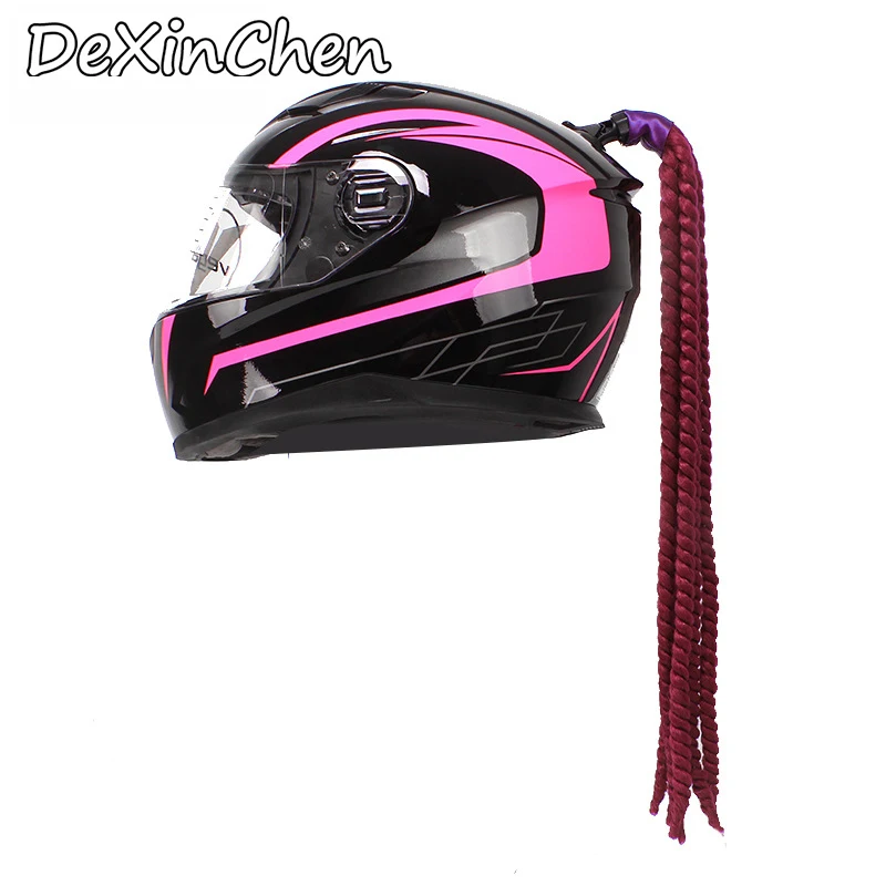 Шлем с оплеткой мотоциклетный Женский шлем дреды конский хвост коса для