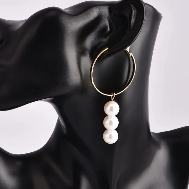 

Korean Fashion Round Pearl Dangle Earrings for Women Statement Ear Jewelry Gifts