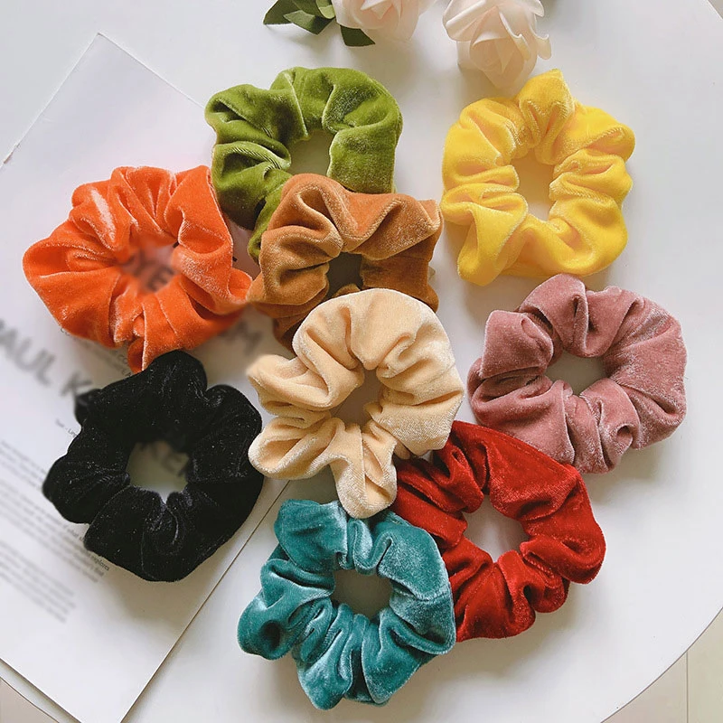 

Candy Color Elastic Hair Bands Velvet Scrunchies Winter Hair Rope Rings Soft Warm Hair Accessories Rubber Hairband Headdresss