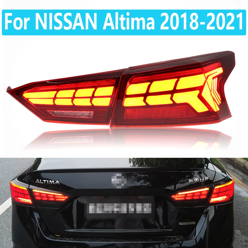 

Автомобильный Стайлинг для NISSAN Altima 2018-2021, светодиодная задняя фара Teana, светодиодная задняя фара, анимационный динамический сигнал DRL, автом...