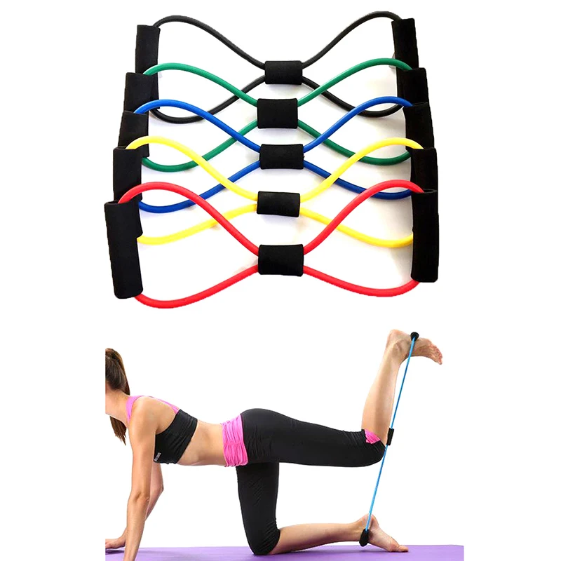 

Hot Yoga Gum Fitness Resistance 8 Word Chest Expander Rope Workout Muscle Fitness Rubber Elastic Bands For Sports Exercise