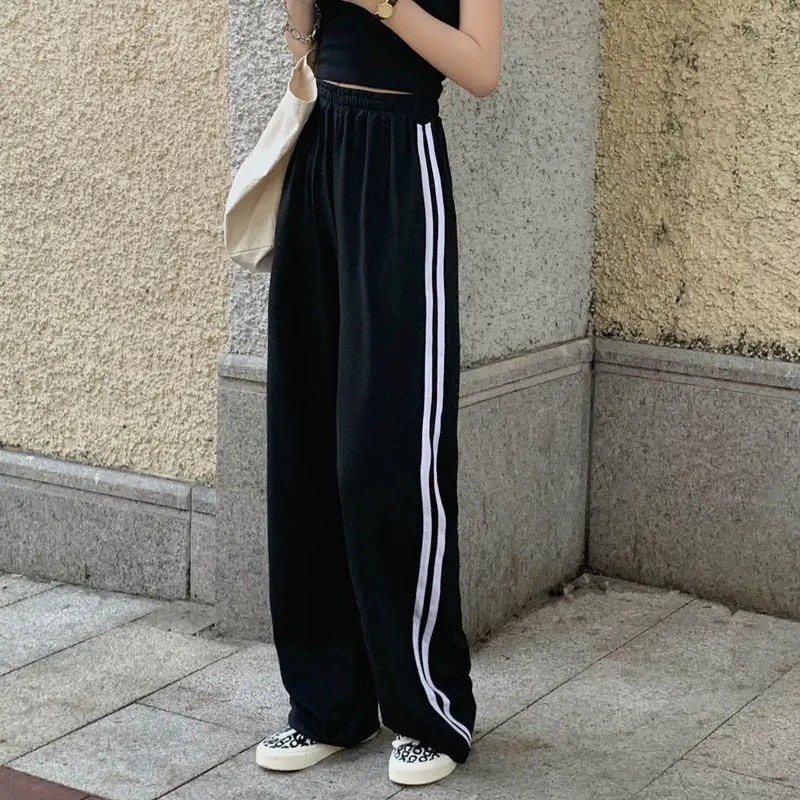 

QWEEK Korean Fashion Oversize Black Joggers Sweatpants Women Autumn Gray Jogging Sports Pants Wide Leg Trousers For Female