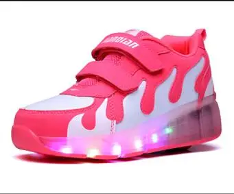 White single wheel Светодиодный светильник Heelys; кроссовки с двумя колесами для мальчиков и девочек; повседневная обувь на роликах для девочек; Zapatillas Zapatos Con Ruedas - Цвет: White single wheel
