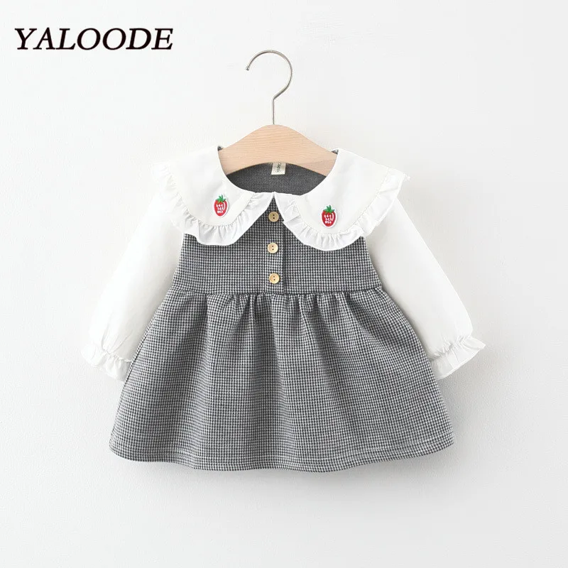 Платье YALOODE для новорожденных девочек хлопковое клетчатое платье с длинными