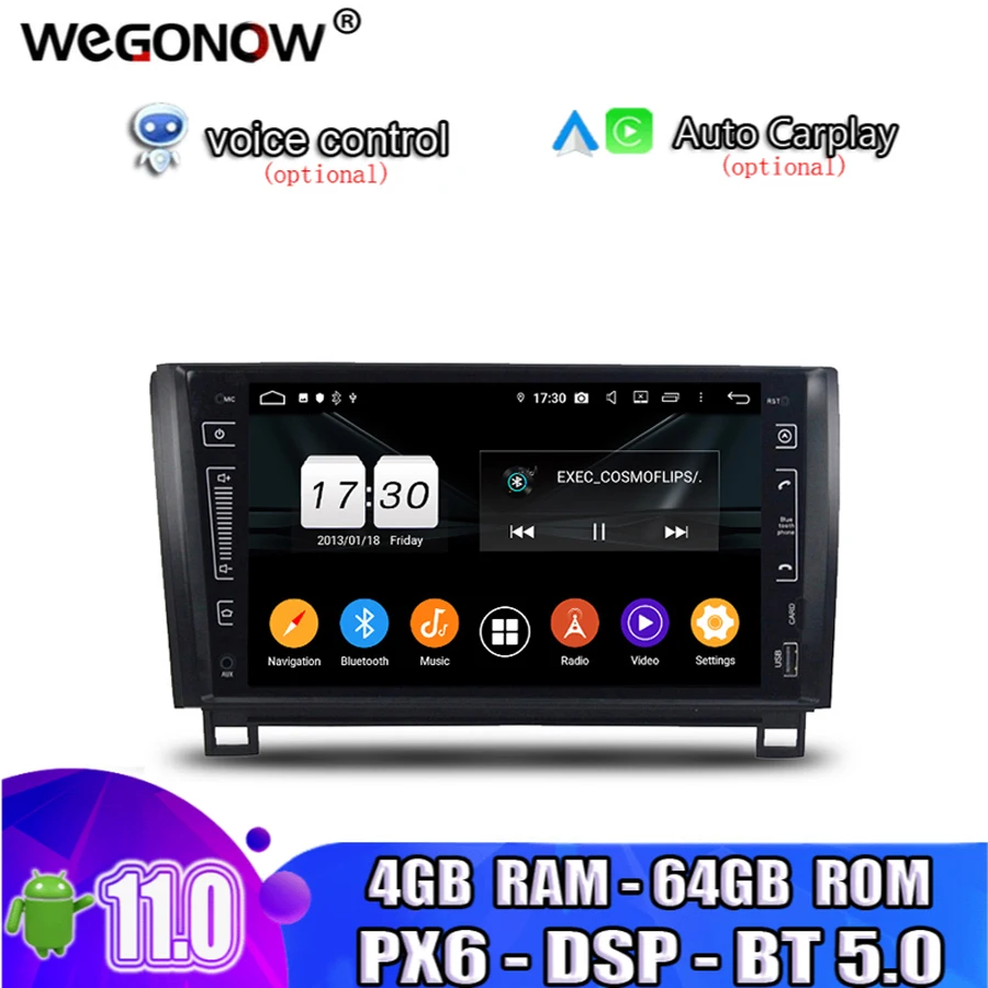 Автомобильный DVD-плеер PX6 HD TDA7851 9 дюймов Android 11 0 4 ГБ 64 Wi-Fi RDS радио GPS-карта Bluetooth5.0
