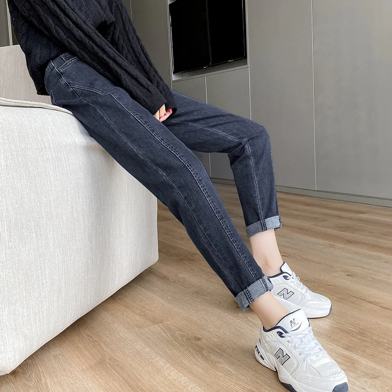 

Large dad jeans women's 2021 autumn new high waist super thin loose and versatile Harlan elastic waist pants