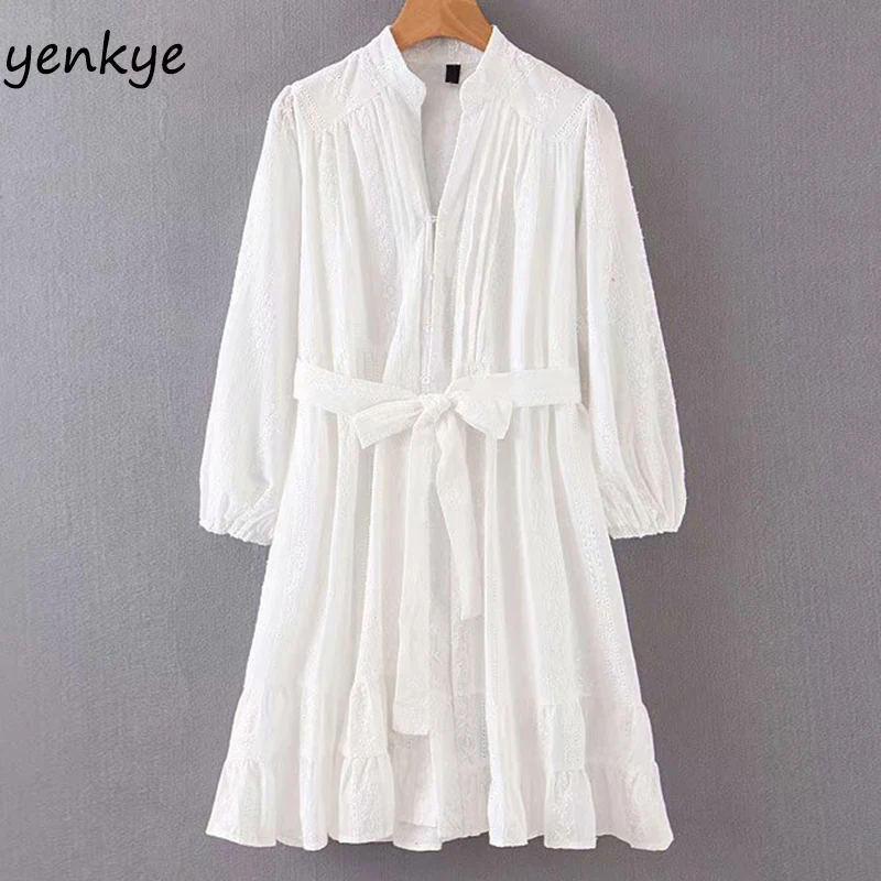 Платье женское кружевное с V-образным вырезом элегантное хлопковое винтажное