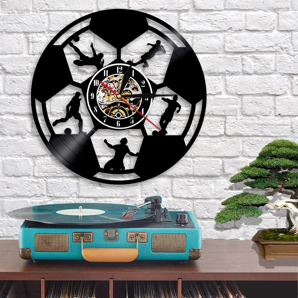 Футбольные часы виниловые настенные современный дизайн Футбольная тема