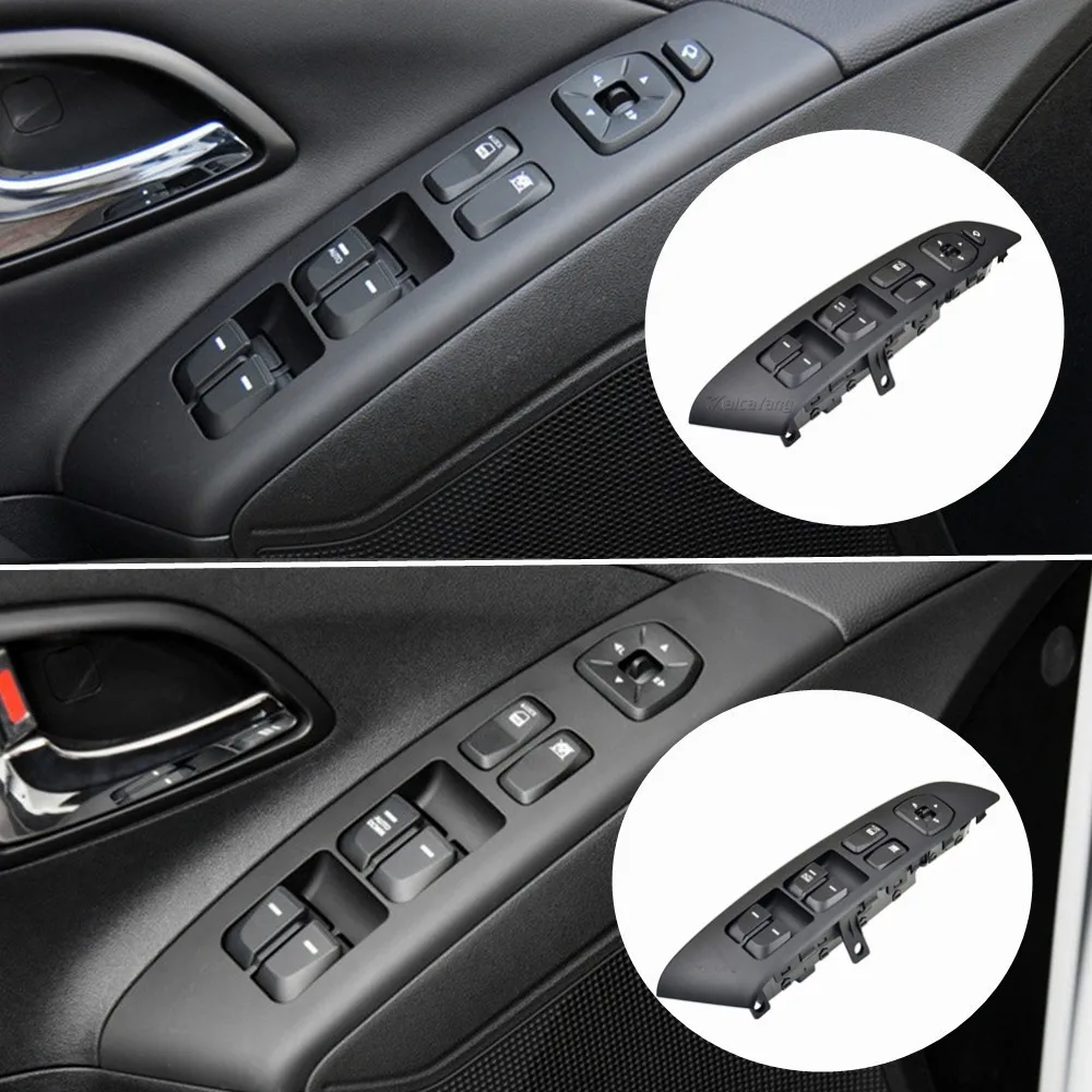 Ön sol elektrikli ana güç pencere kontrol anahtarı düğmesi Panel mavi aydınlatmalı dikiz aynası katlanır Hyundai IX35