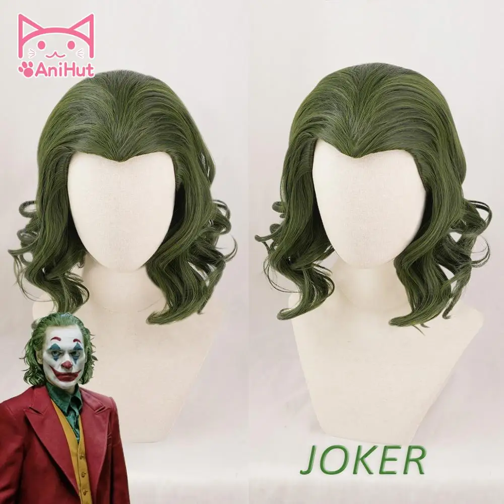 [Anihut】joker Arthur flek] парик для косплея Джокер Хоакин Феникс синтетические зеленые