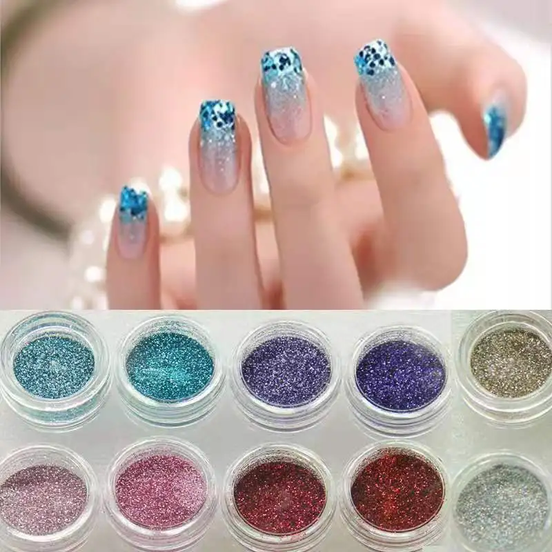 Блестящий серебряный блеск для ногтей шестиугольный порошок лист макияж тела