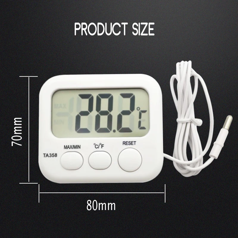 

LCD Thermometer Aquarium Refrigerator Kitchen Temperature Measuring Instrument Digital Electronic Tool With Probe Sensor Cable