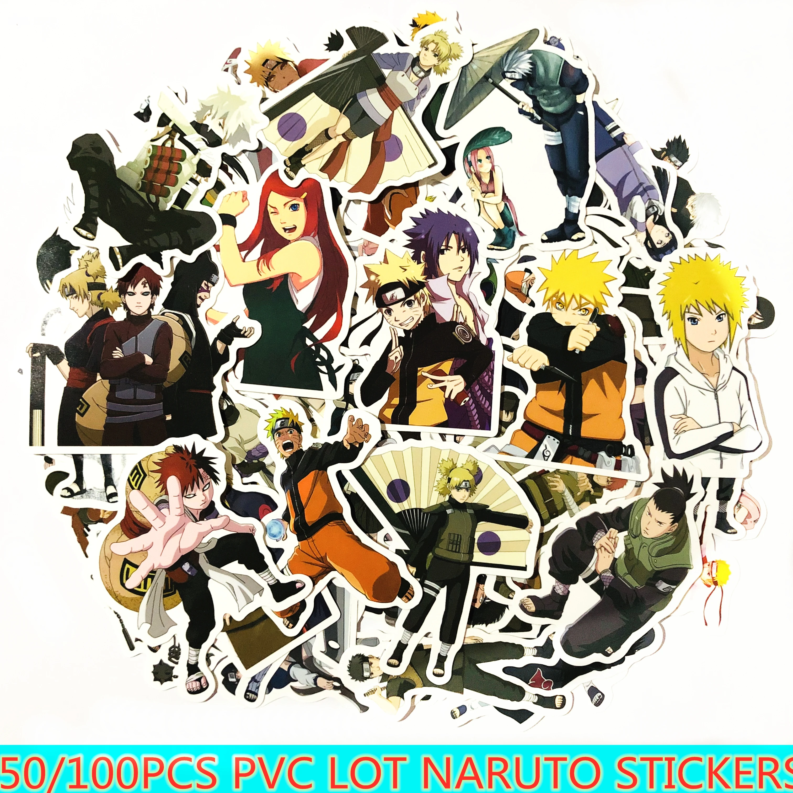 50/100 шт ПВХ водонепроницаемые стикеры NARUTO для ноутбука скейтборда Стикеры для багажа офисные игрушки