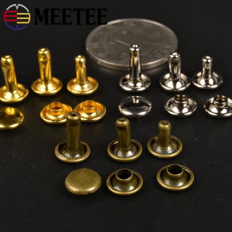 Meetee 50 шт. медные гвозди медная Кнопка двойная заклепка Пряжка для багажа сумки