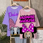 Летняя Повседневная Женская футболка в стиле Харадзюку С 3D принтом, уличная одежда в стиле ольччан, футболка с принтом Микки и Минни, с диснеевским принтом