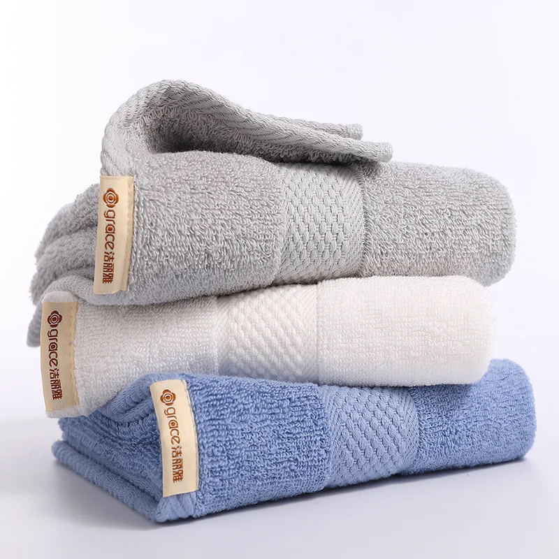 

72*34cm 100% Cotton Towel Set Absorbent Adult Bath Towels Solid Color Soft Friendly Face Hand Shower Towel for Bathroom Washcl
