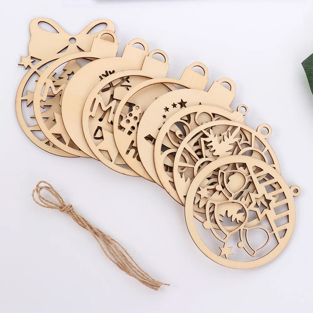 Новая мода 3 шт. Рождественская Снежинка Санта Клаус деревянный чип висячие украшения подвески Рождественский Декор Дерево DIY ремесла Рождественская елка