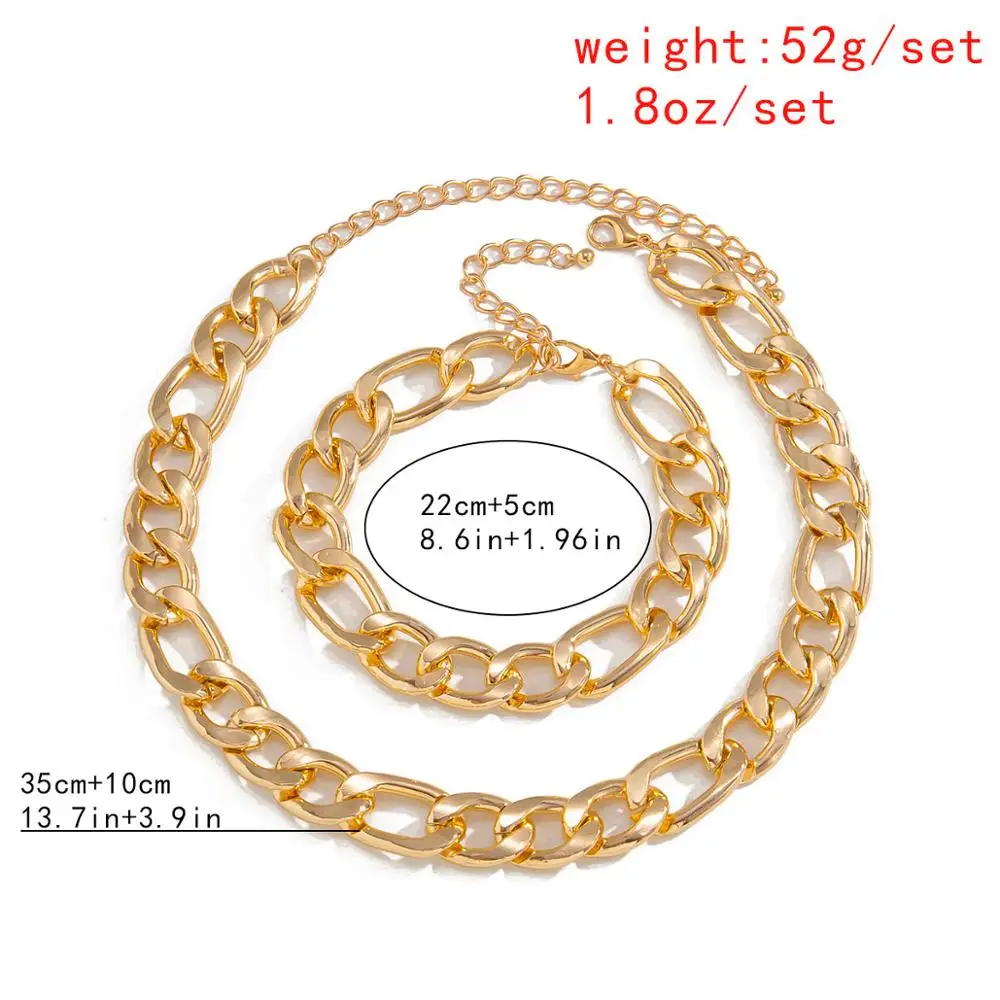 

Lacteo SteamPunk Vintage Thick Chunky Cross Chain Choker Necklace and Bracelet Statement Fashion Jewelry for Women and Men