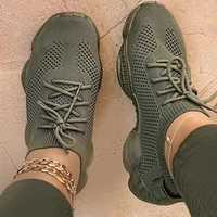 woman sneakers women mesh vulcanized sock shoes lace up solid flat platform knited ladies spring autumn wedges shoes womens