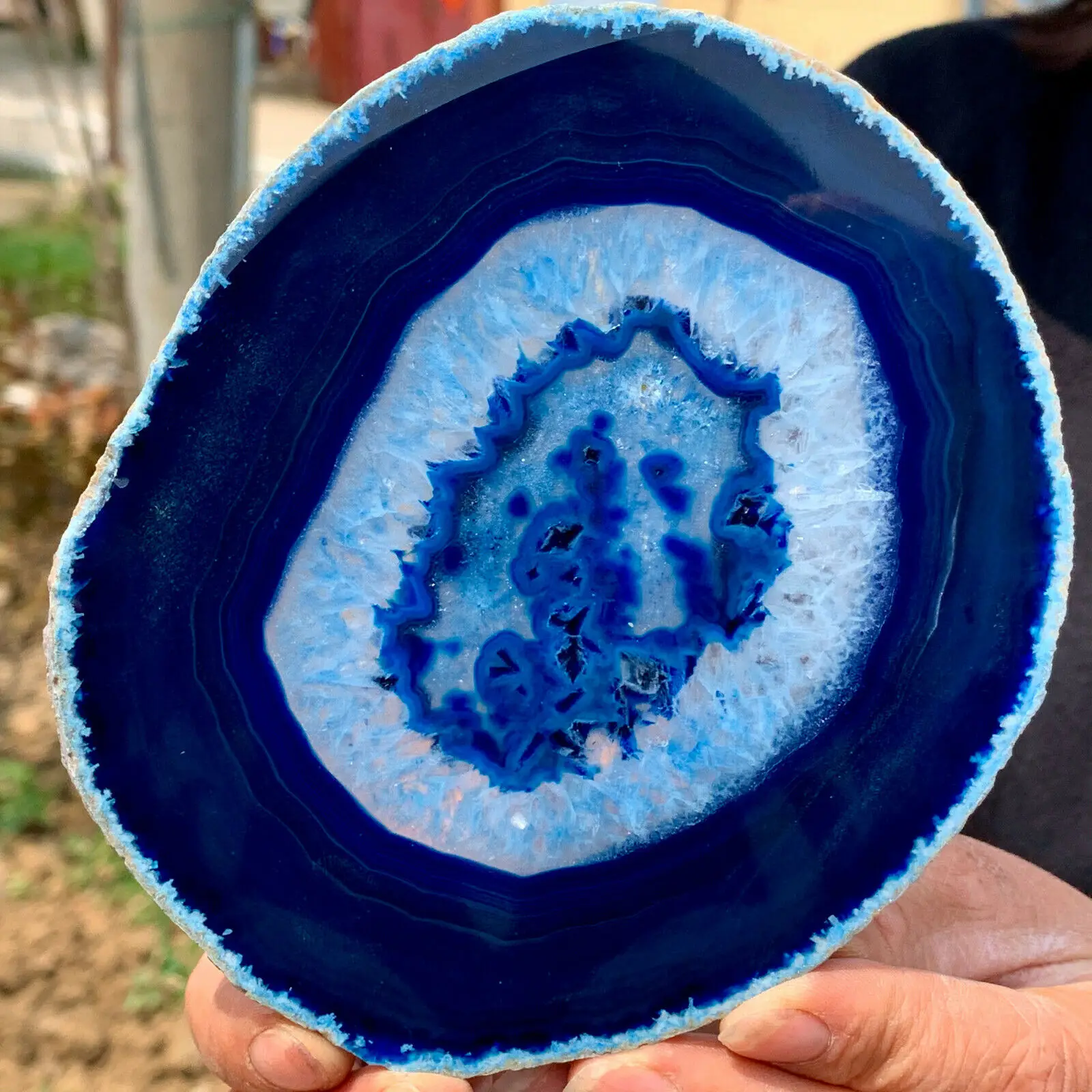 

Natural agate sheet roller coaster polished blue agate sheet