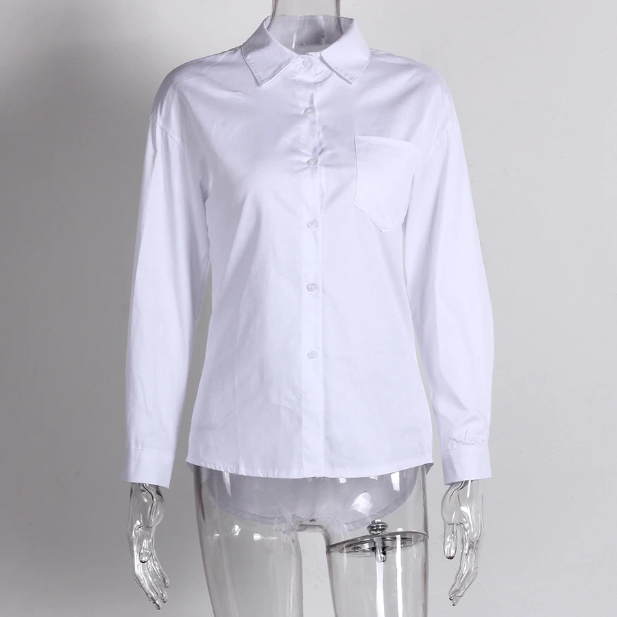 Женская Осенняя Новая модная верхняя одежда с воротником белая рубашка длинным