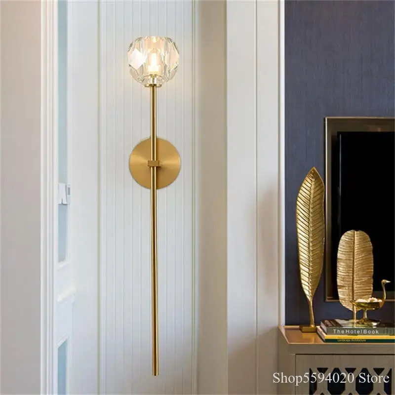 Современная светодиодная Хрустальная настенная лампа в стиле ретро K9 золотистый