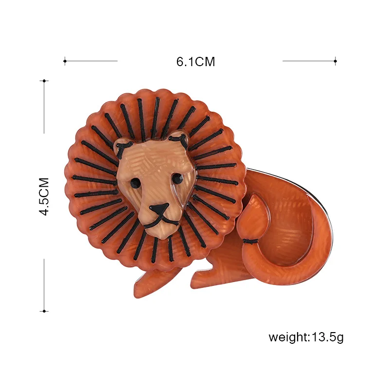 Blucome Cartoon Brown Lion Shape Brooch Corsage For Child Men Cool Handmade Animal Brooches Collection Lapel Pin Badge Jewelry