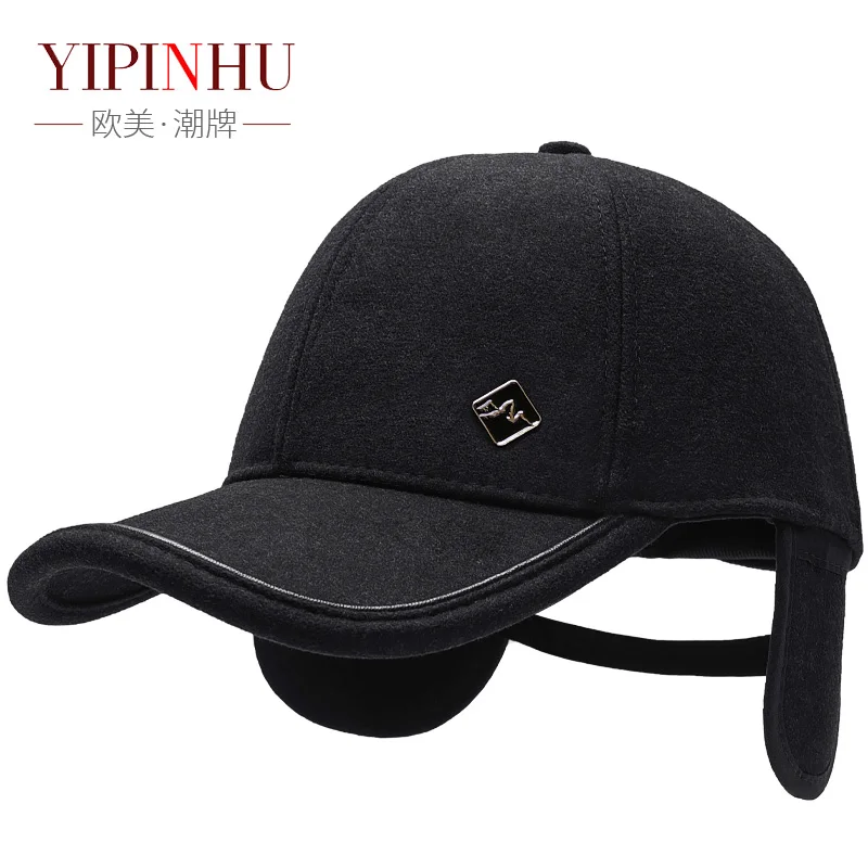 

Hat men winter and winter warm after sealing wool ear protection baseball cap fashion mature men plus velvet cap