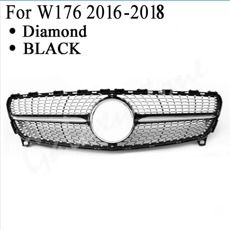 16-18 Diamond BLK Передняя Верхняя решетка решетки подходит для Mercedes Benz W176 a-класс A180 A200 A45 GT GTR алмаз 2013 - Цвет: 16-18 Diamond BLK
