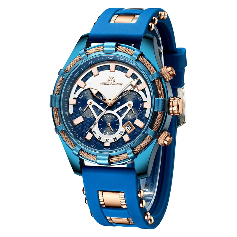 MEGALITH мужские часы кварцевые для мужчин 2019 Relojes Para Hombre хронограф Топ бренд синий