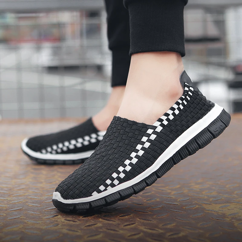 

Mens Shoes Woven Sneakers Breathable Loafers Handmade Casual Shoes Comfortable Light Weight Men Walking Shoes Fashion Male Tenis
