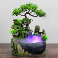 office tabletop ornaments desktop flowing water waterfall fountain with color changing led lights spray home accessories