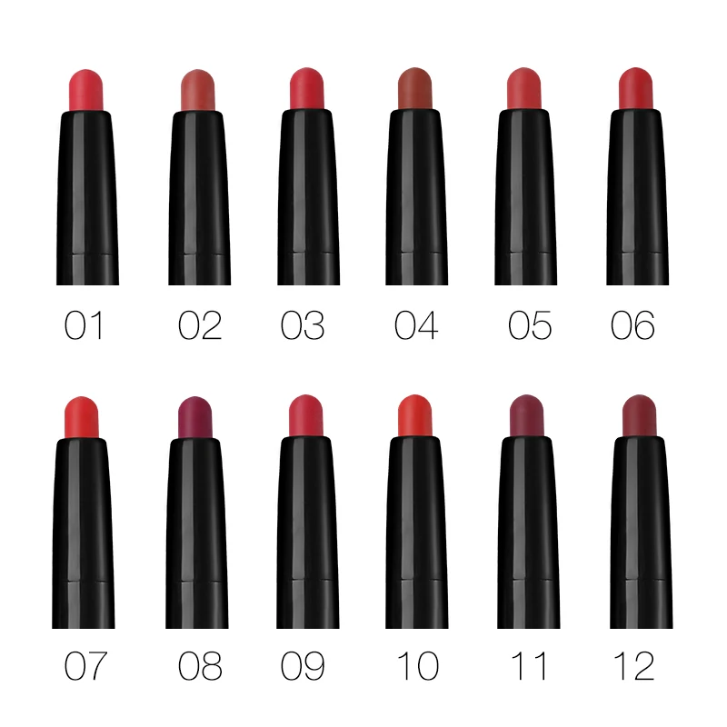 Помада карандаш для губ матовая кремовая 12 цветов|batom rouge|creamy lipsticklip stick |