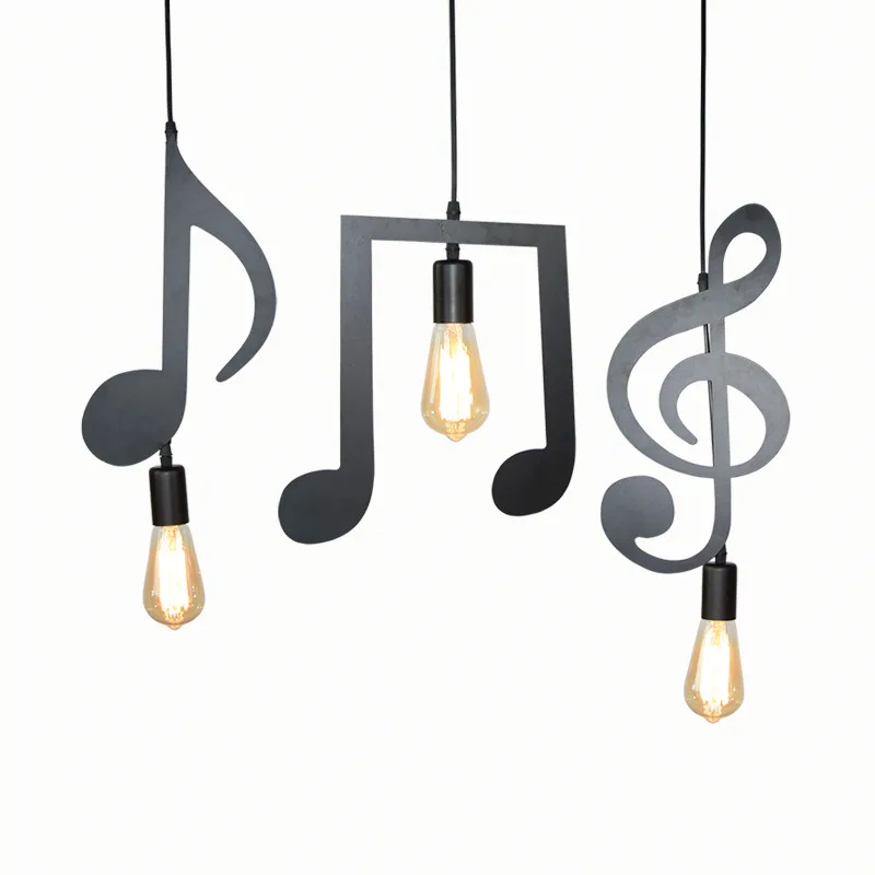 Pendiente de nota Musical para el hogar, lámpara de techo LED colgante para sala de estar y dormitorio, 1 unidad