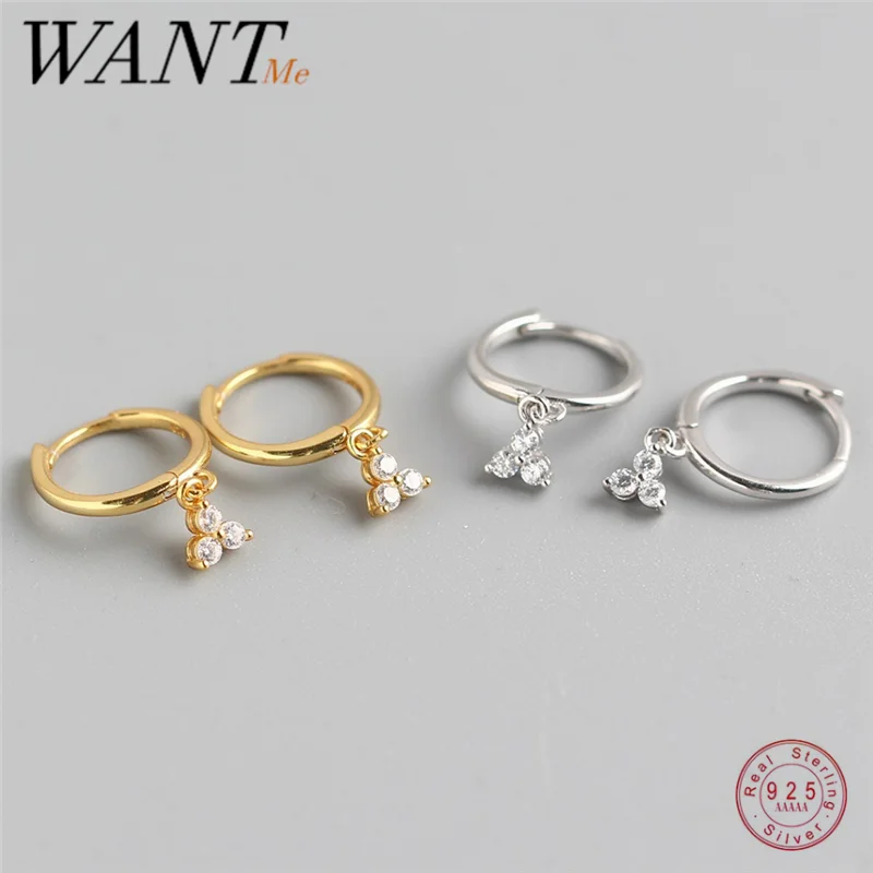 Женские серьги гвоздики WANTME из серебра 100% пробы с фианитом|Серьги-гвоздики| |