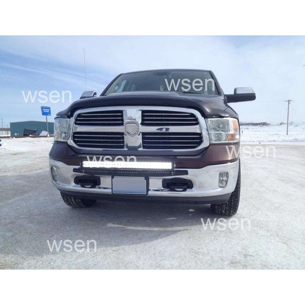For Dodge Ram 2500 3500 2003- 40 inches 240W Straight LED Light Bar with Front Hidden Bumper Mount Bracket and Wiring Kit