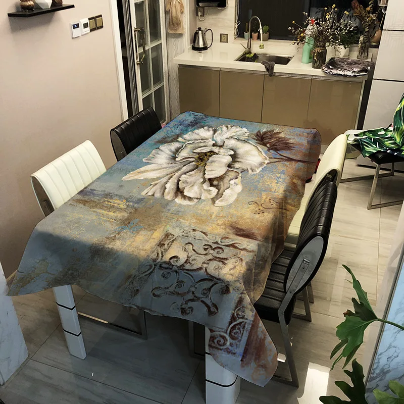 

Modern style household plant printing washable decorative household waterproof tablecloth