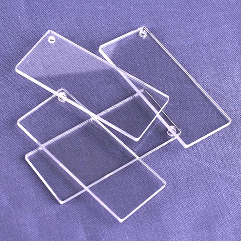 

Y1UE Acrylic Keychain Blank Diy Accessories Transparent Rectangular Acrylic Holiday Decoration Metal Letter Decoration