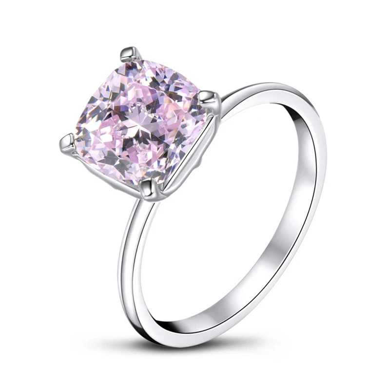 

Trendy 100% 925 Sterling Silver Created Pink Yellow White Square Wedding Rings For Women Lovely Party Jewelry Fine Jewelry Gift
