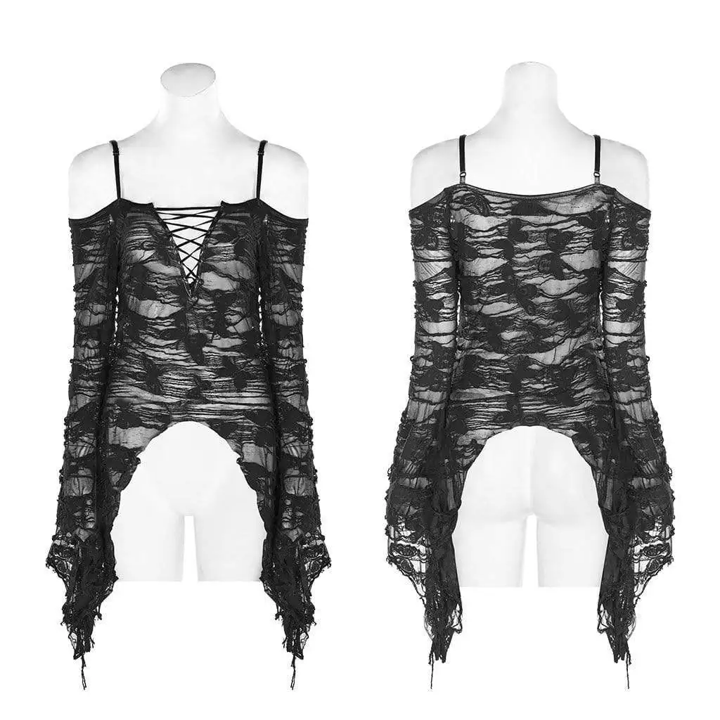 Панк рейв женские готические бабочки нерегулярные с длинными рукавами черные