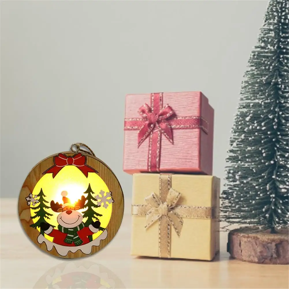 DIY светодиодный светильник, деревянная подвеска, Рождественская елка, украшение, лось, Санта Клаус, снеговик, подвесная подвеска, Рождественский Декор для дома