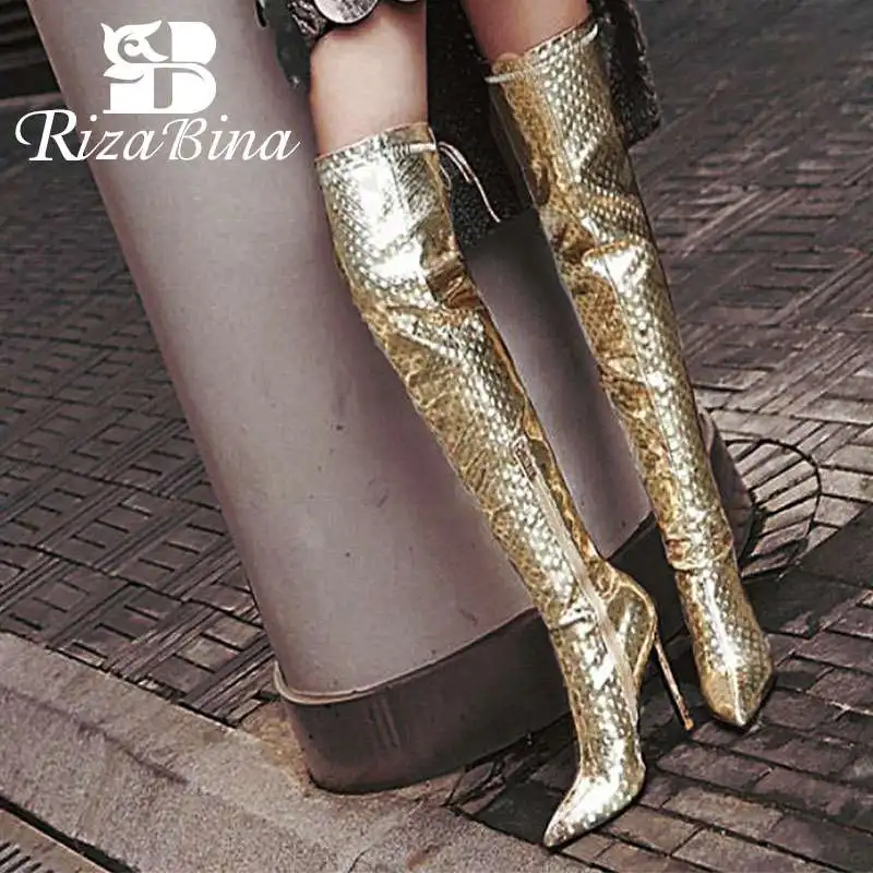 RIZABINA/Дизайнерские брендовые Сапоги выше колена Женская пикантная обувь на