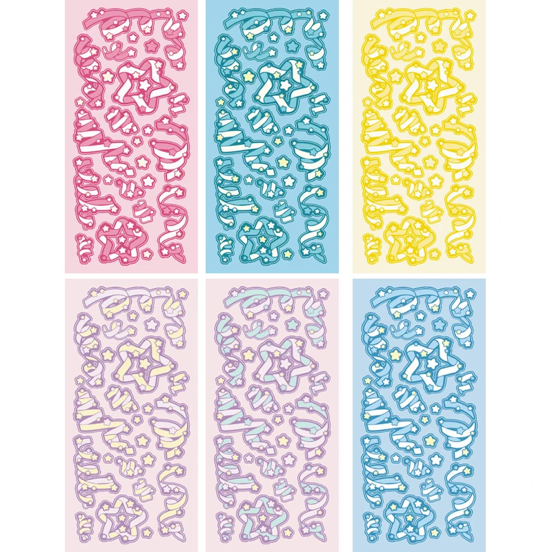 

Cute Colorful Ribbon Star Decorative Stickers Scrapbooking Stick Label DIY Material Diary Album Journal Stationery